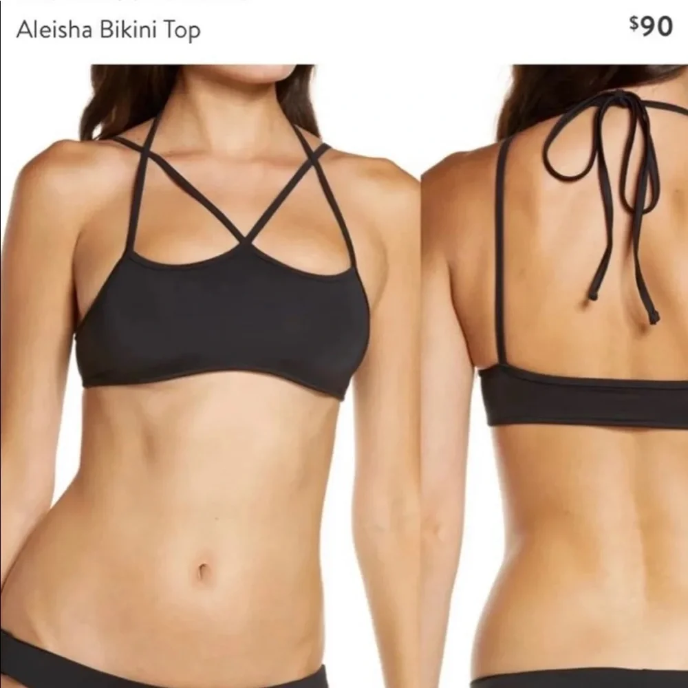 FRANKIES BIKINI Aleisha Black Strappy Bikini Swimsuit Top